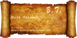 Bulk Talamér névjegykártya